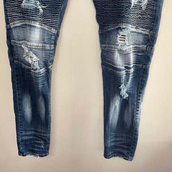 ❄️3/$20 DECIBEL Men's Moto Zip Pocket Skinny Jeans, 38x34 - Picture 3 of 9